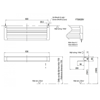 Thanh vắt khăn TOTO YTS902BV hai tầng