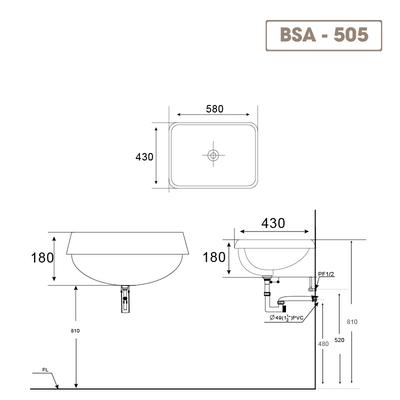 Chậu rửa lavabo BASIC BSA-505 dương vành
