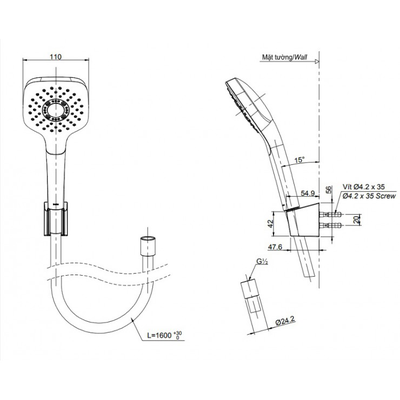 Bộ sen tắm TOTO TBG01302VA/TBW02005A nóng lạnh GO