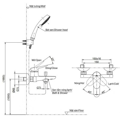 Bộ sen tắm TOTO TBS04302V/TBW07009A nóng lạnh LF